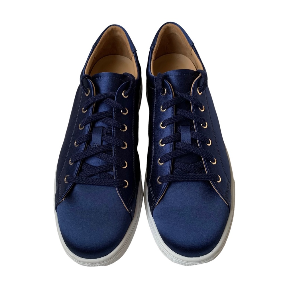 Club Monaco Cobalt Blue Satin “Jaydn” Sneakers (Girlhood Platform Preppy Tennis)